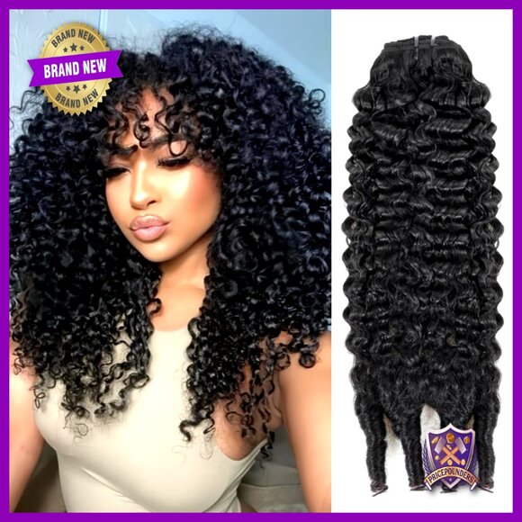 Burmese Curly Human Hair Bundles 16-20in 3C4A Water Wave Quick Weave